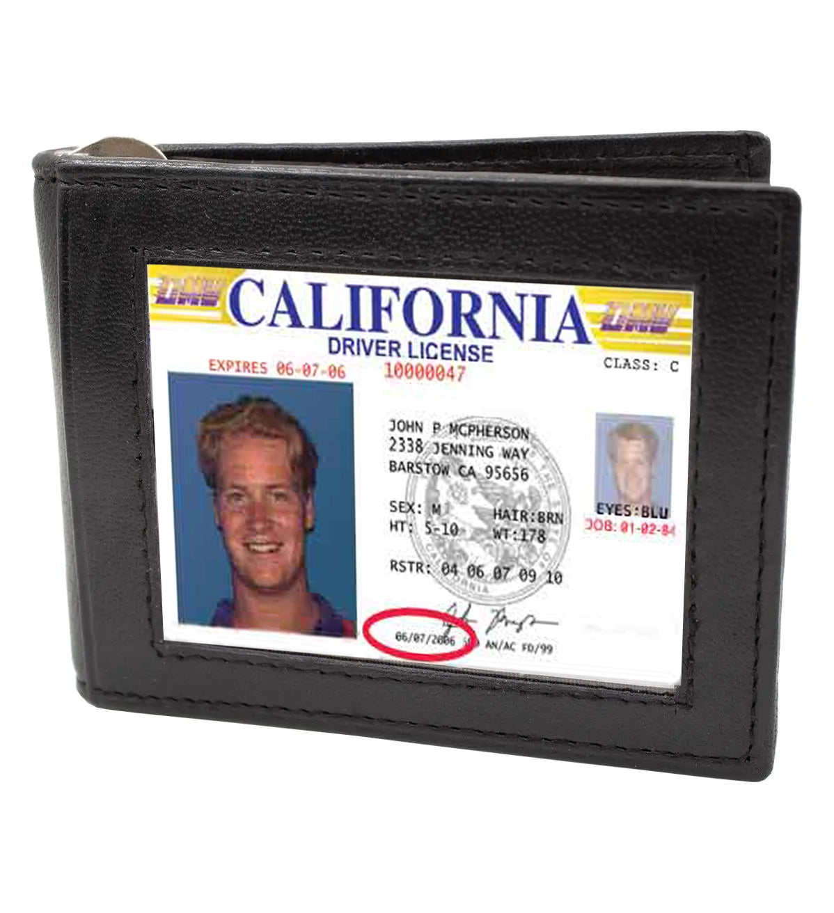 RFID Signal Blocking Black Cowhide Leather Mens Bifold Magnetic Money Clip