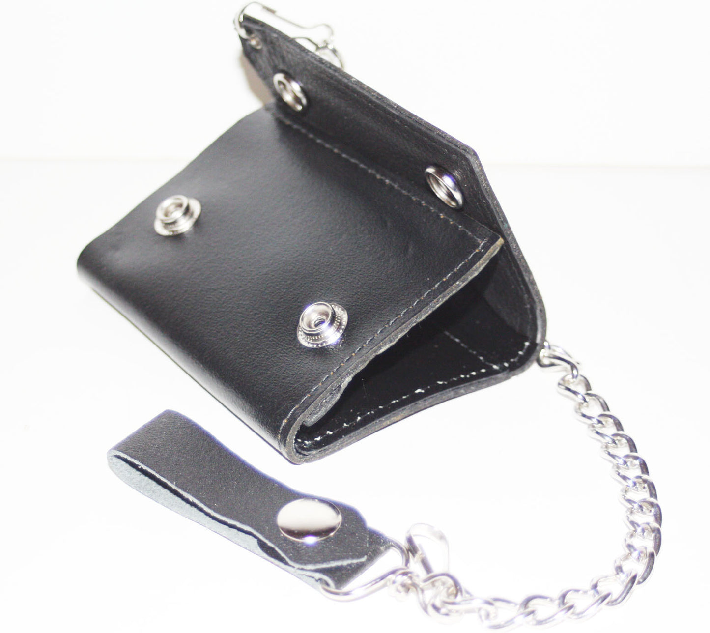 Men's Leather Biker Wallet Steel Chain Trucker Motorcyclist Novelty Print