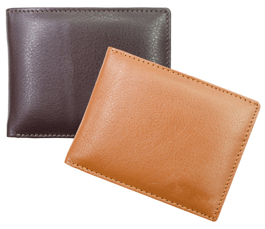 RFID Blocking Genuine Leather Men's Bifold Premium Wallet Flap Top
