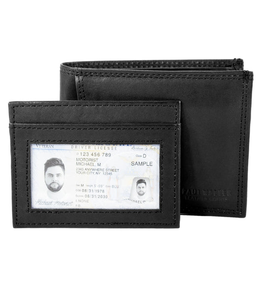 RFID Blocking Genuine Leather Men's Trifold Premium Wallet Removable ID Holder