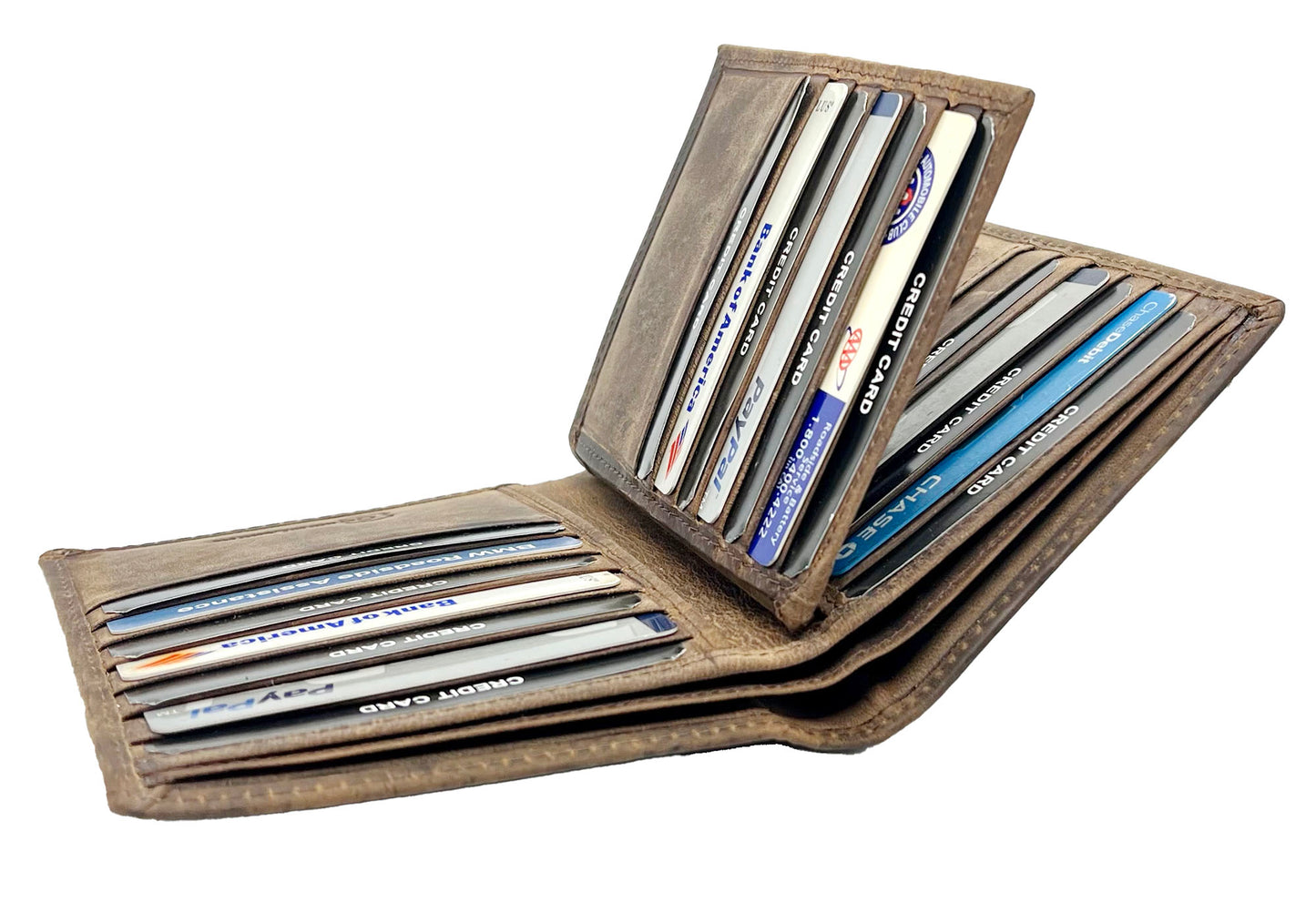 Hunter Brown Leather Men's Bifold Hipster Vintage European Wallet Credit Card Holder