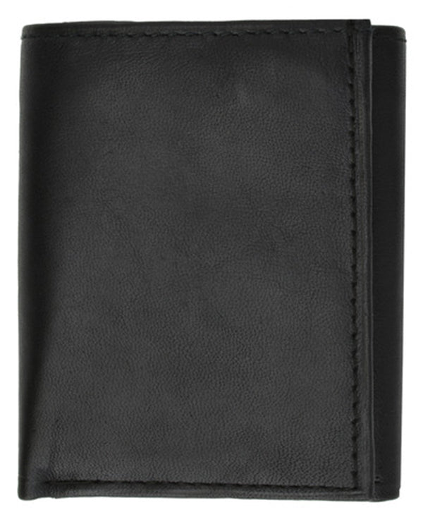 RFID BLocking Genuine Leather Men's Trifold Premium Cowhide Wallet Center Flap