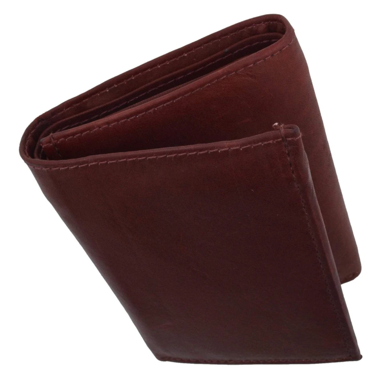 RFID BLocking Genuine Leather Men's Trifold Premium Cowhide Wallet Center Flap