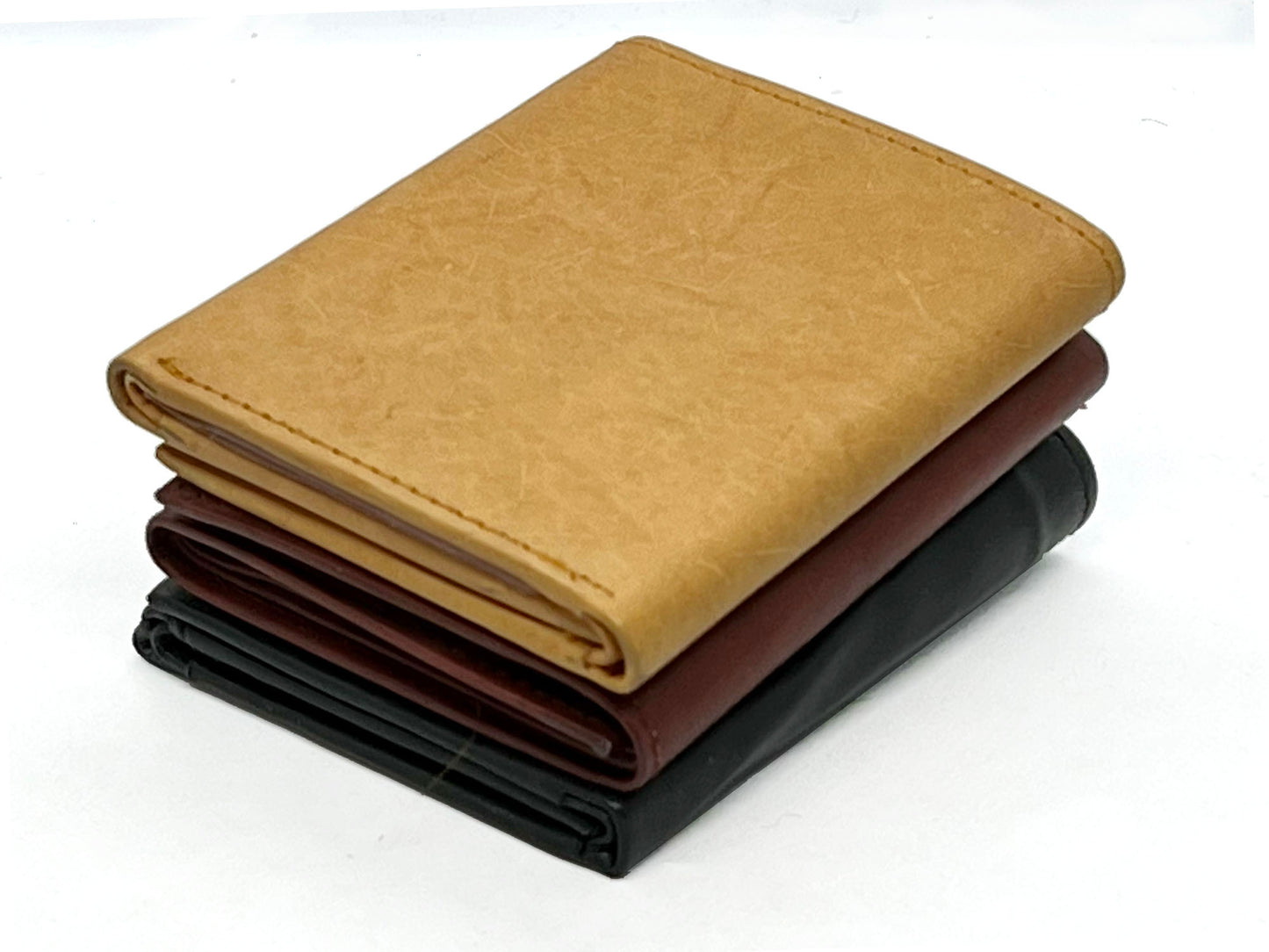 RFID BLocking Genuine Leather Men's Trifold Premium Cowhide Wallet Center Flap