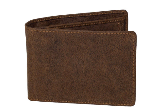 RFID Blocking Hunter Brown Men's Vintage Leather Thin Bifold Wallet