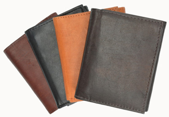 RFID Blocking Men's Trifold Wallet Extra Capacity Multi ID Card Slot Center Flap