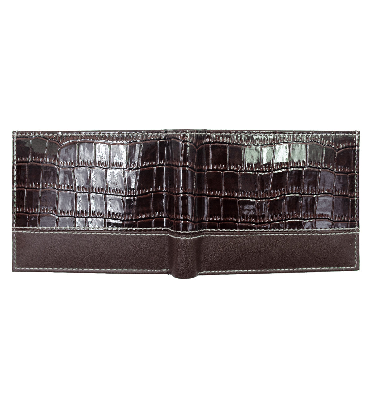 Black Croc Print Vegan Leather Men's Bifold Wallet Double Flap Holder