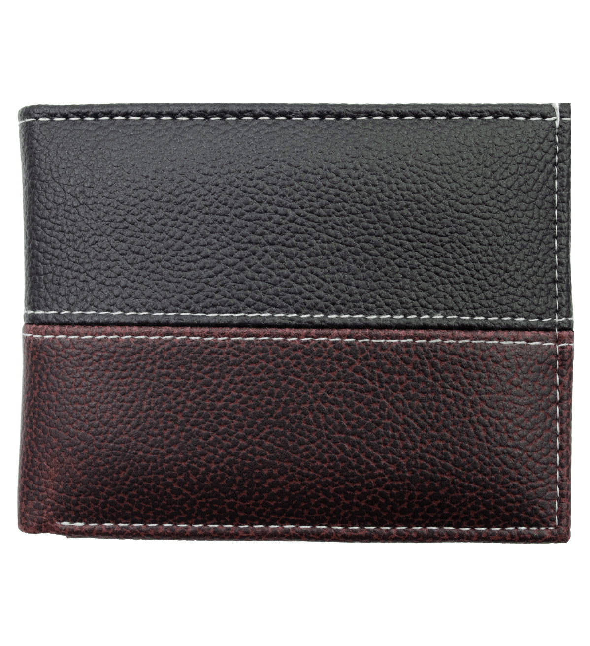 Black Vegan Grain Leather Men's Bifold Wallet Double Flap Holder