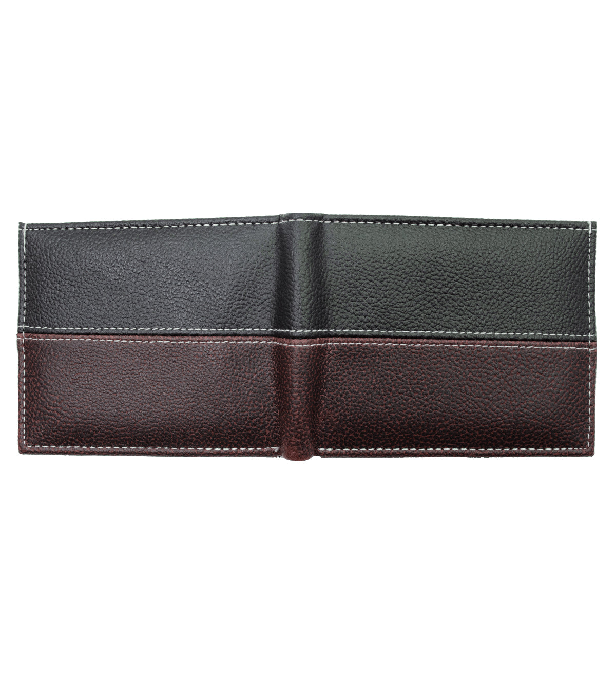 Black Vegan Grain Leather Men's Bifold Wallet Double Flap Holder