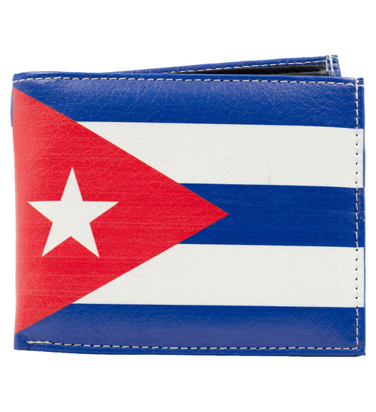 Cuba Flag Leather Men's Bifold Wallet Double Flap Holder