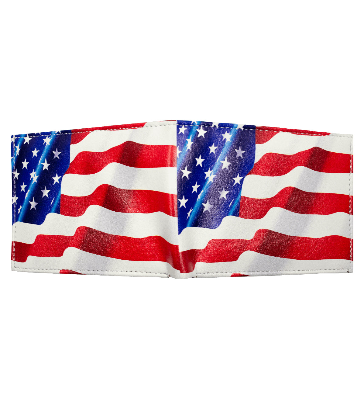 American Flag Leather Men's Bifold Wallet Double Flap Holder