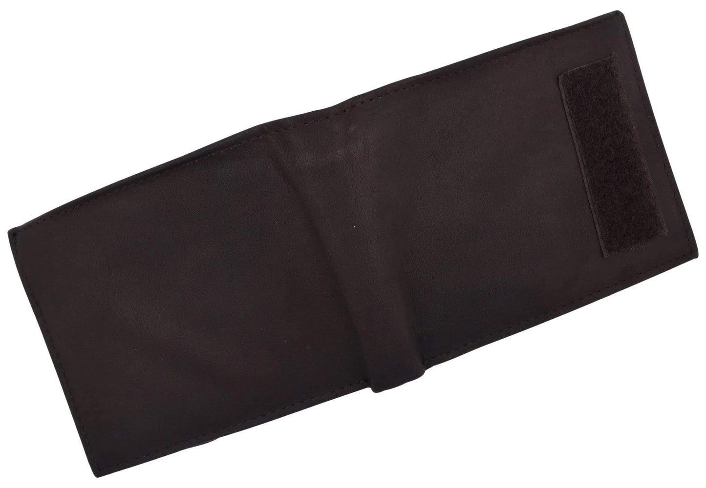 RFID Blocking Leather Bifold Wallet With Hook And Loop Closure And Flap Up ID Window