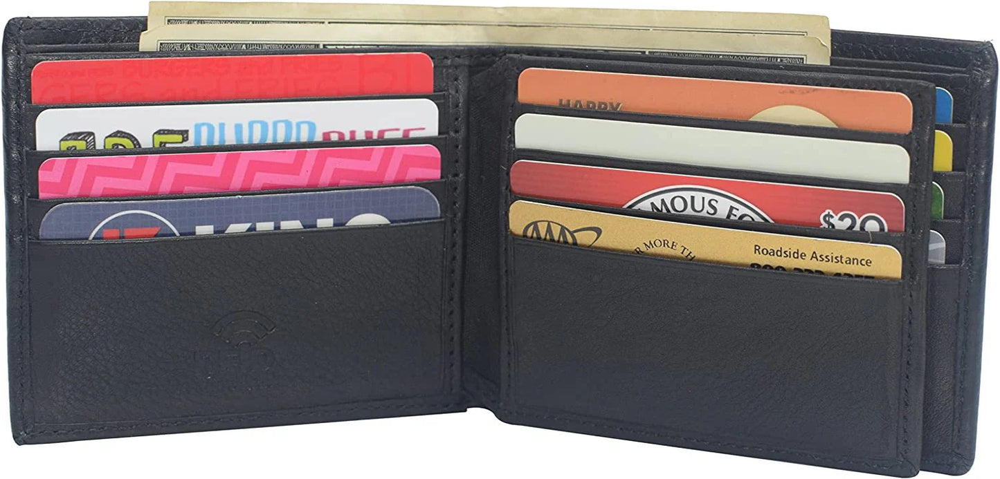 Hunter Tan Leather RFID Blocking Bifold Hipster Wallet Center Flap ID Holder