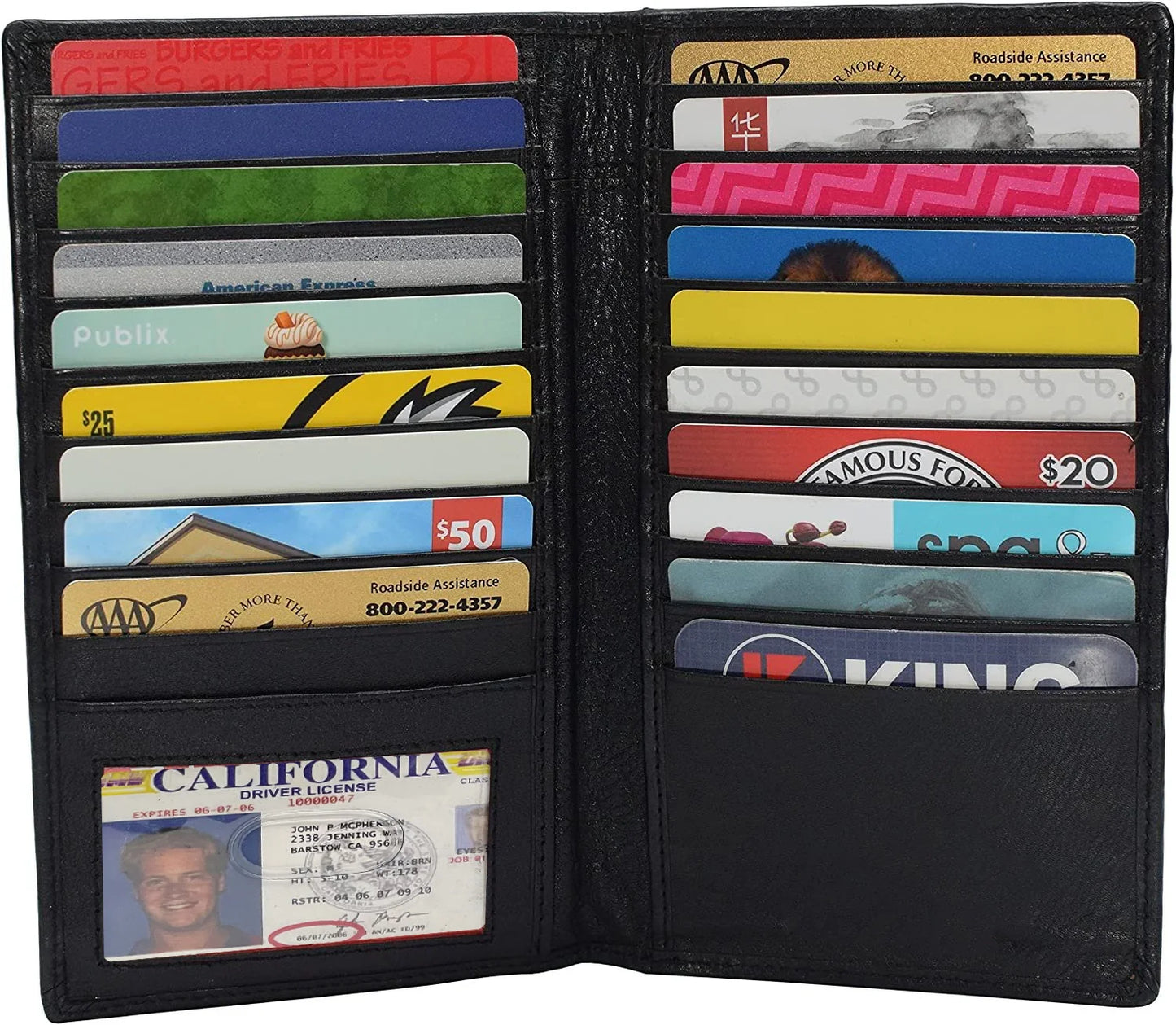 RFID Blocking Vintage Leather Checkbook Cover Secretary Wallet 19 Card Holder