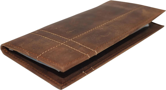 Hunter Brown RFID Blocking Genuine Leather Standard Checkbook Cover Wallet