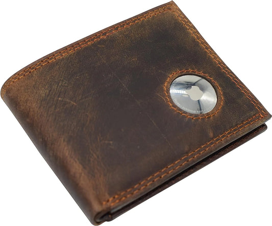 Vintage Leather Men's Bifold Flap Top Wallet Credit Card Holder Airtag Case