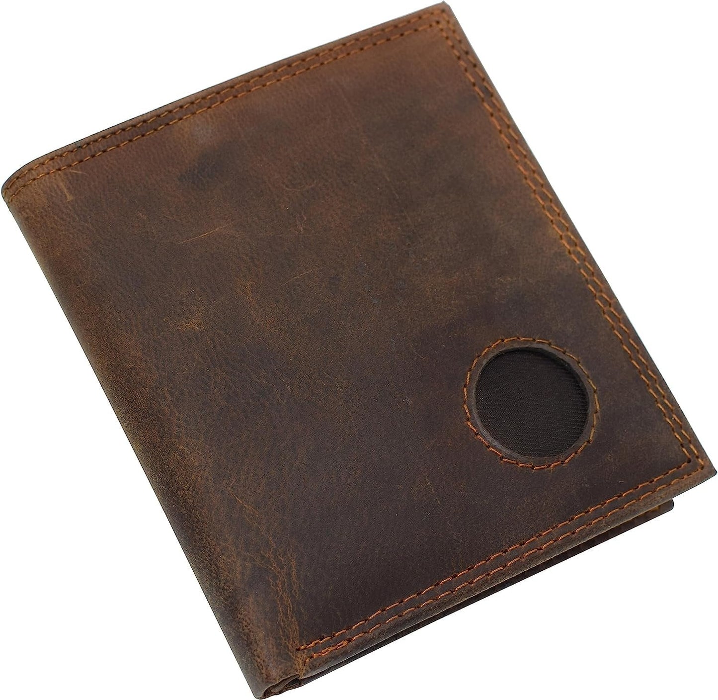 Vintage Leather Men's Bifold Hipster Wallet Credit Card Holder Airtag Case