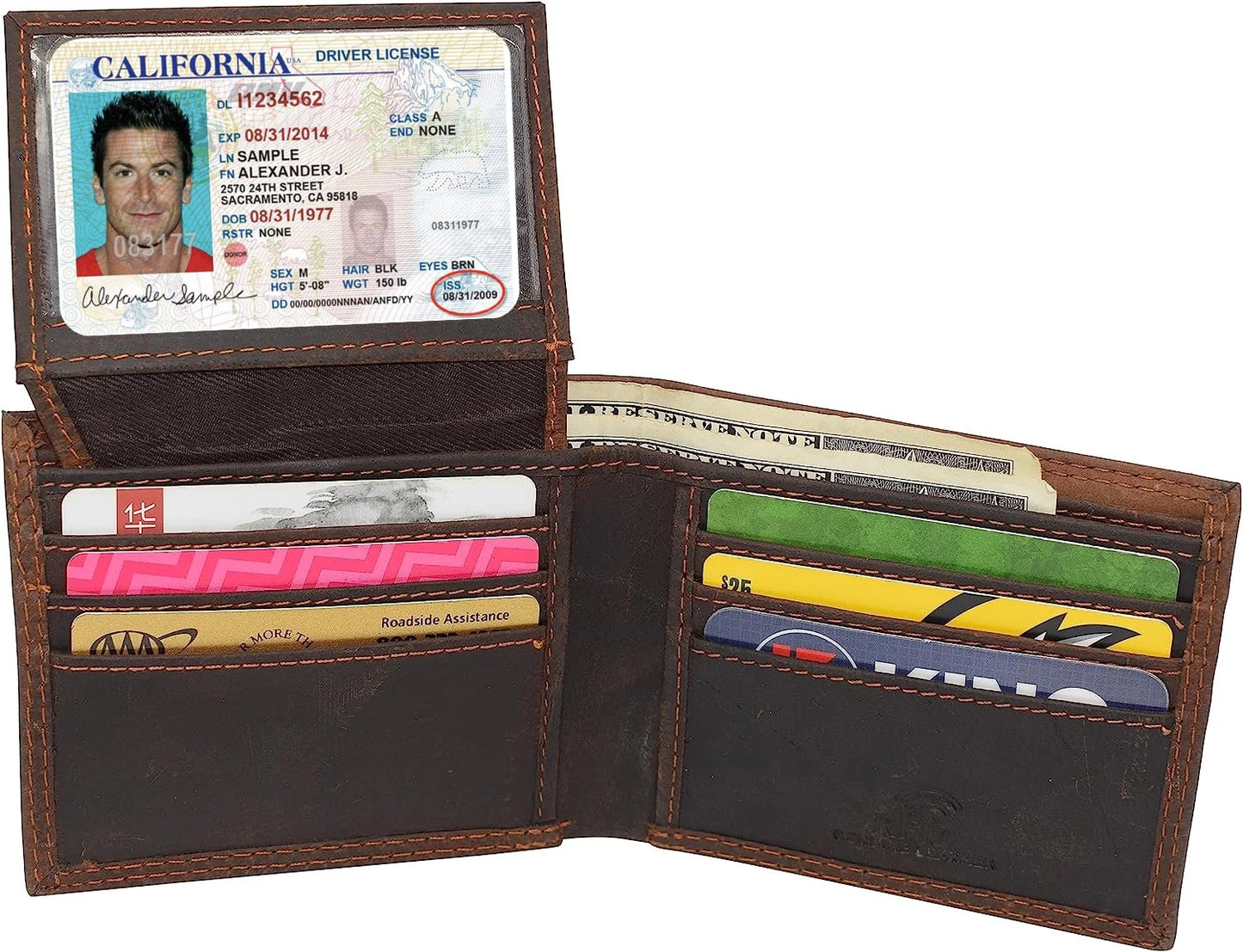 Vintage Leather Men's Bifold Flap Top Wallet Credit Card Holder Airtag Case