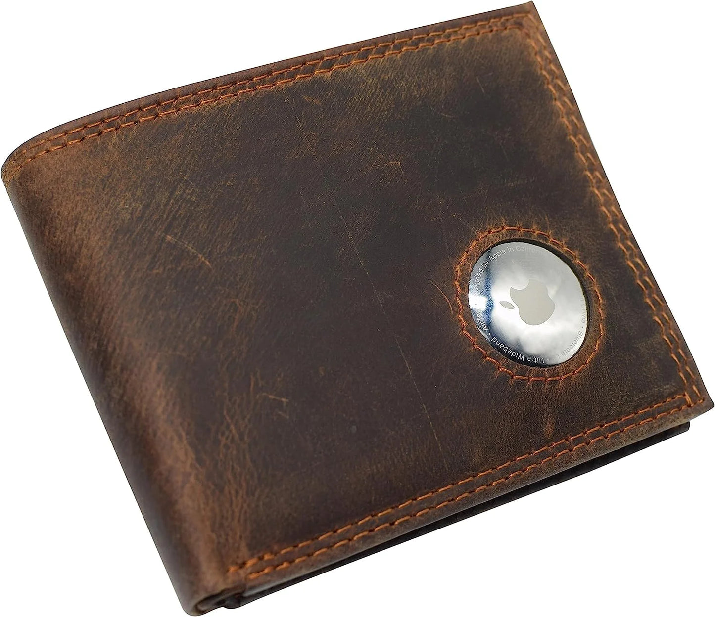 Vintage Leather Men's Bifold Flap Top Wallet Credit Card Holder Airtag Case