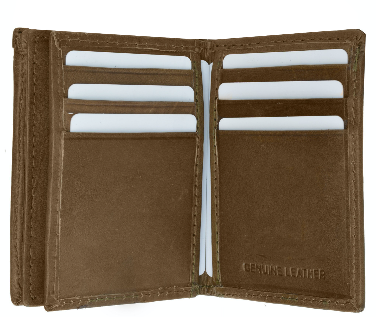 RFID Blocking Men's Genuine Leather ID Bifold 18+ Card Holder Center Flap Compact Wallet