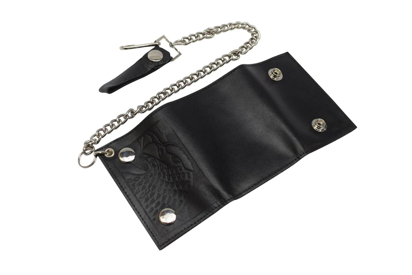 Genuine Leather Biker Wallet Steel Chain Trucker Motorcyclist Novelty Print