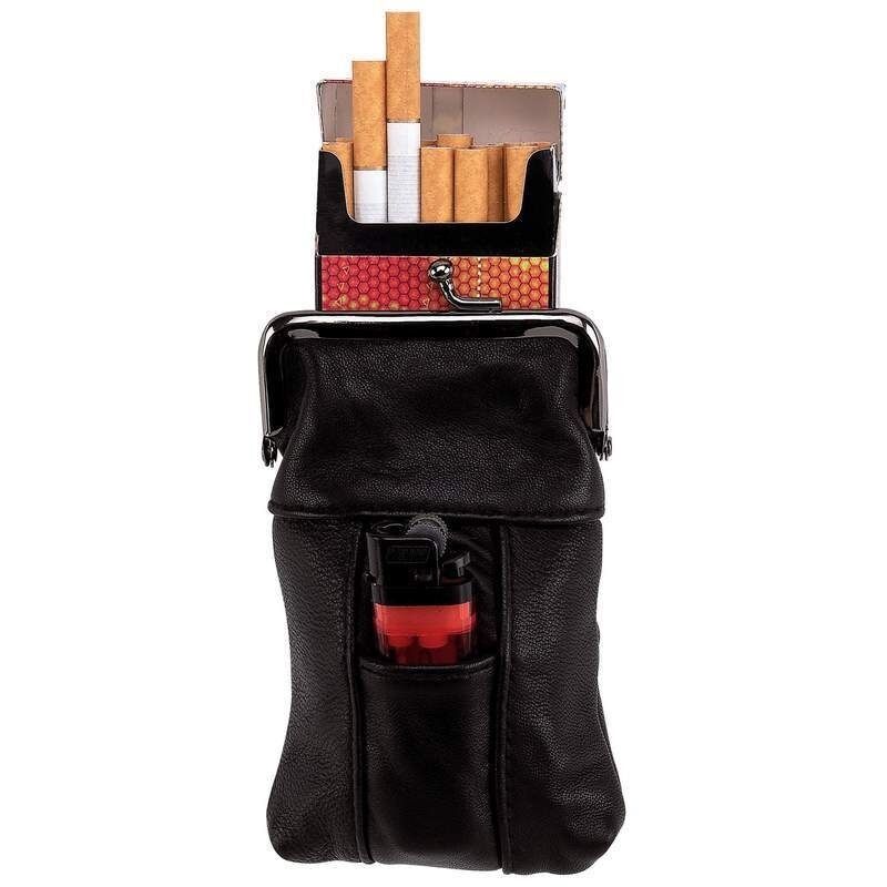 Genuine Leather Cigarette Soft Case Small Lighter Tobacco Holder for Men Women