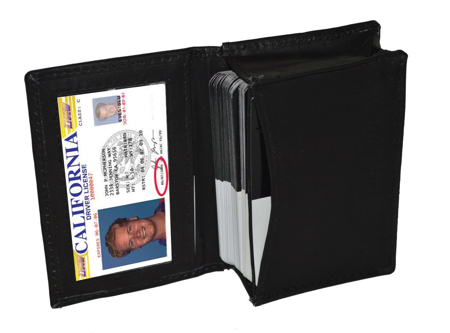 RFID Blocking Men's Genuine Leather ID 20 Card Bifold Card Holder Wallet