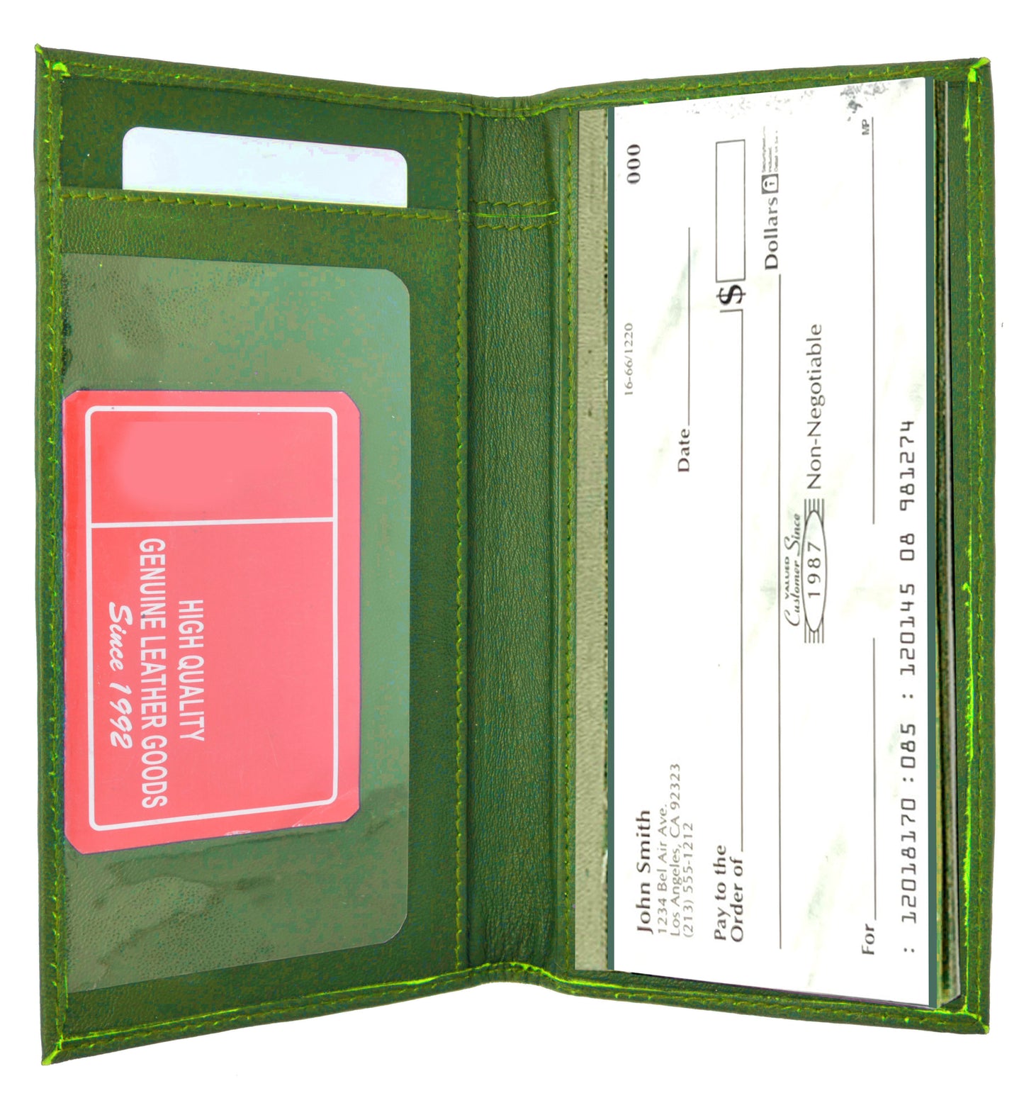 RFID Blocking Genuine Leather Plain Checkbook Cover Holder Thin ID Card Wallet