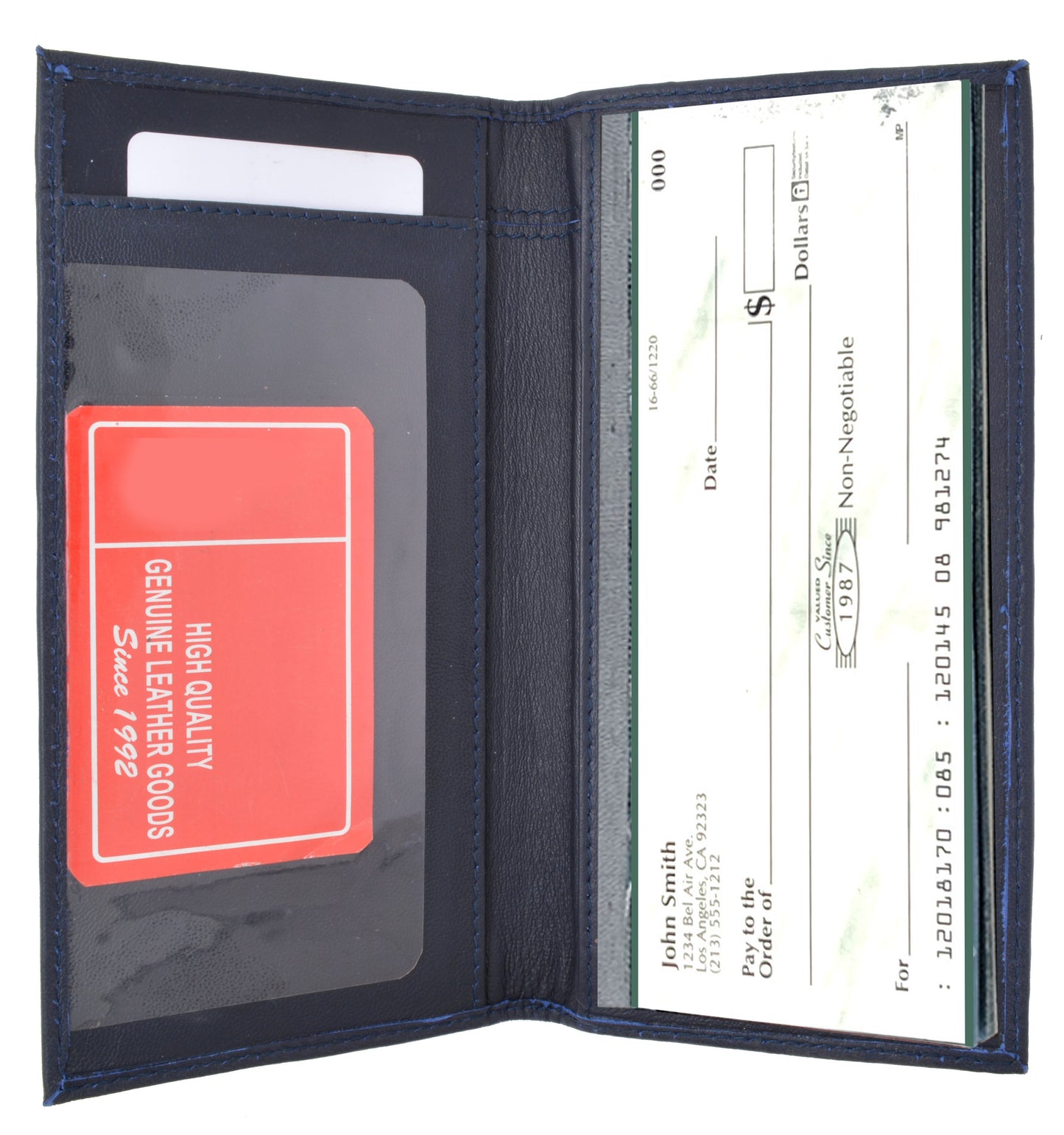 RFID Blocking Genuine Leather Plain Checkbook Cover Holder Thin ID Card Wallet