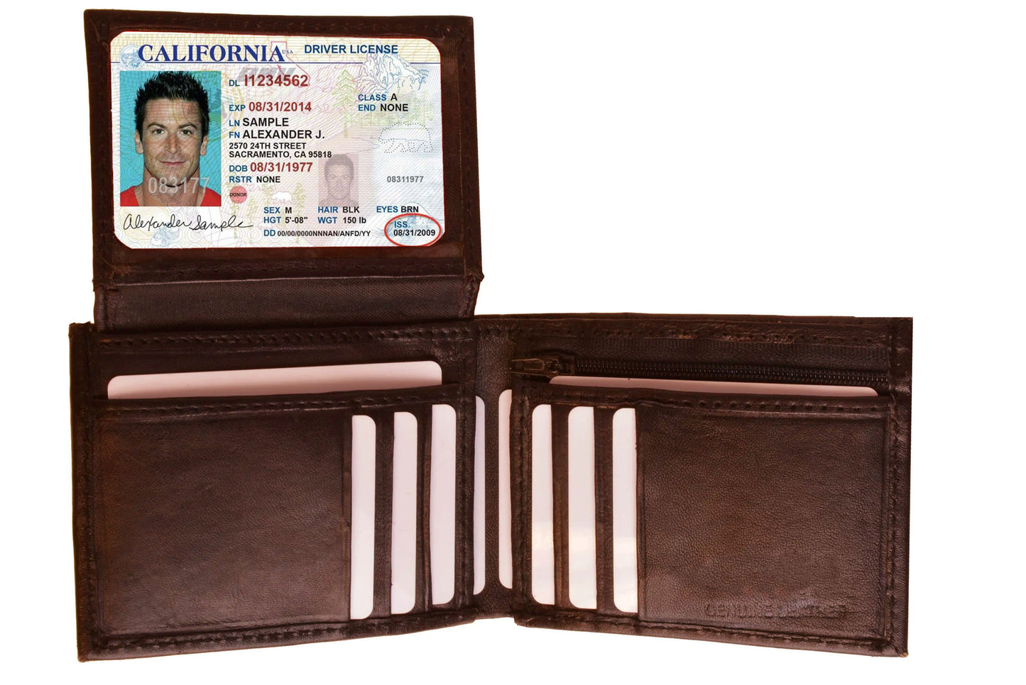 RFID Blocking Genuine Leather Men's Bifold Wallet Credit Card Holder Flap Top