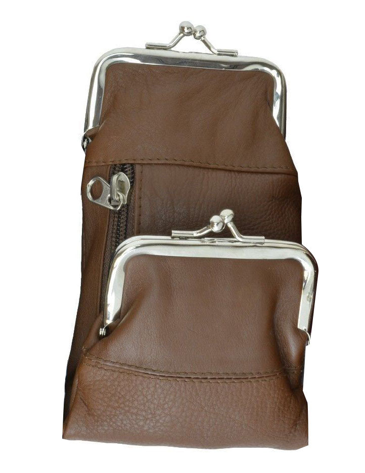 Genuine Leather Cigarette Soft Case Lighter Coin Holder Double Clasp