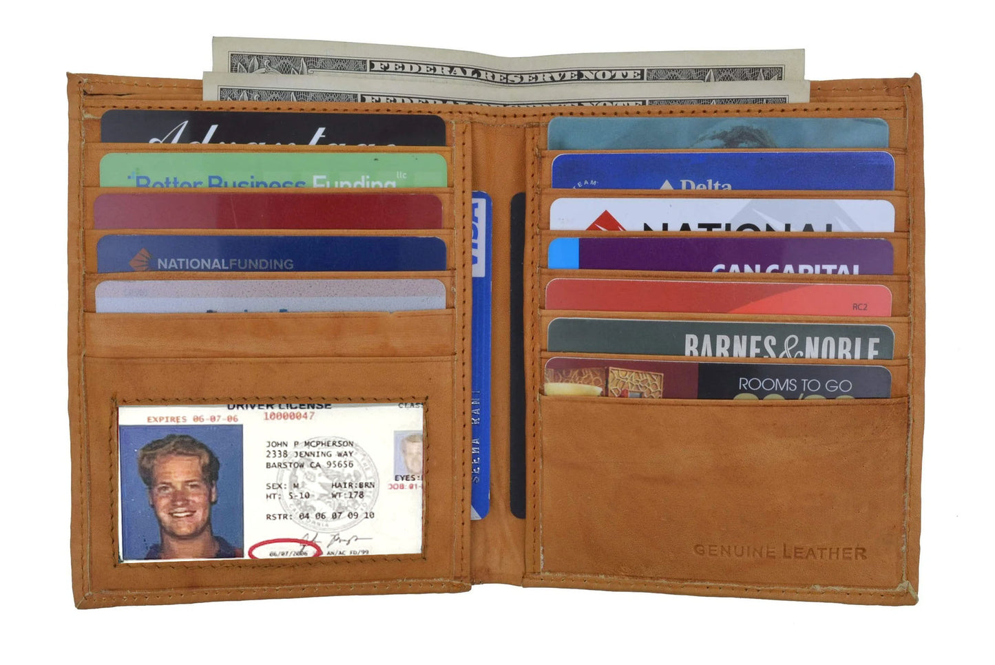 Cowhide Leather Men's Bifold Hipster European Wallet Credit Card Holder