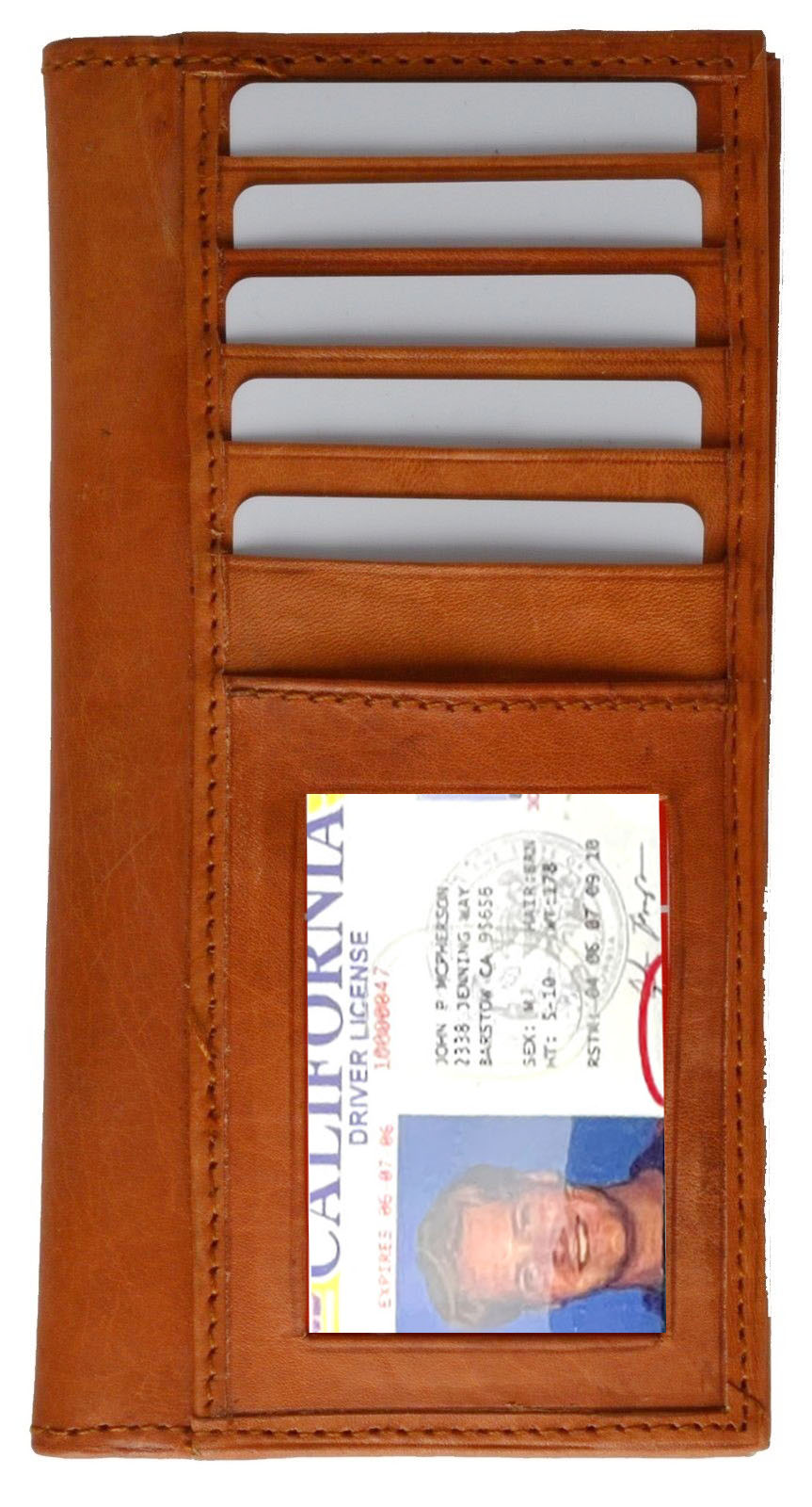 RFID Blocking Genuine Leather Checkbook Cover Holder Thin ID Window Card Wallet