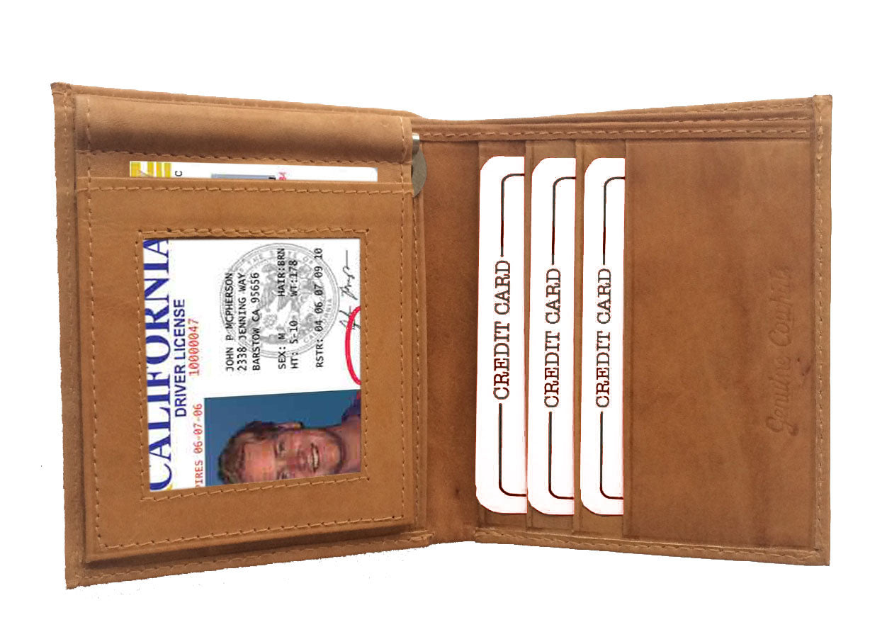 Genuine Leather Men's Money Clip Bifold Wallet Card Front Pocket Detachable Card Holder