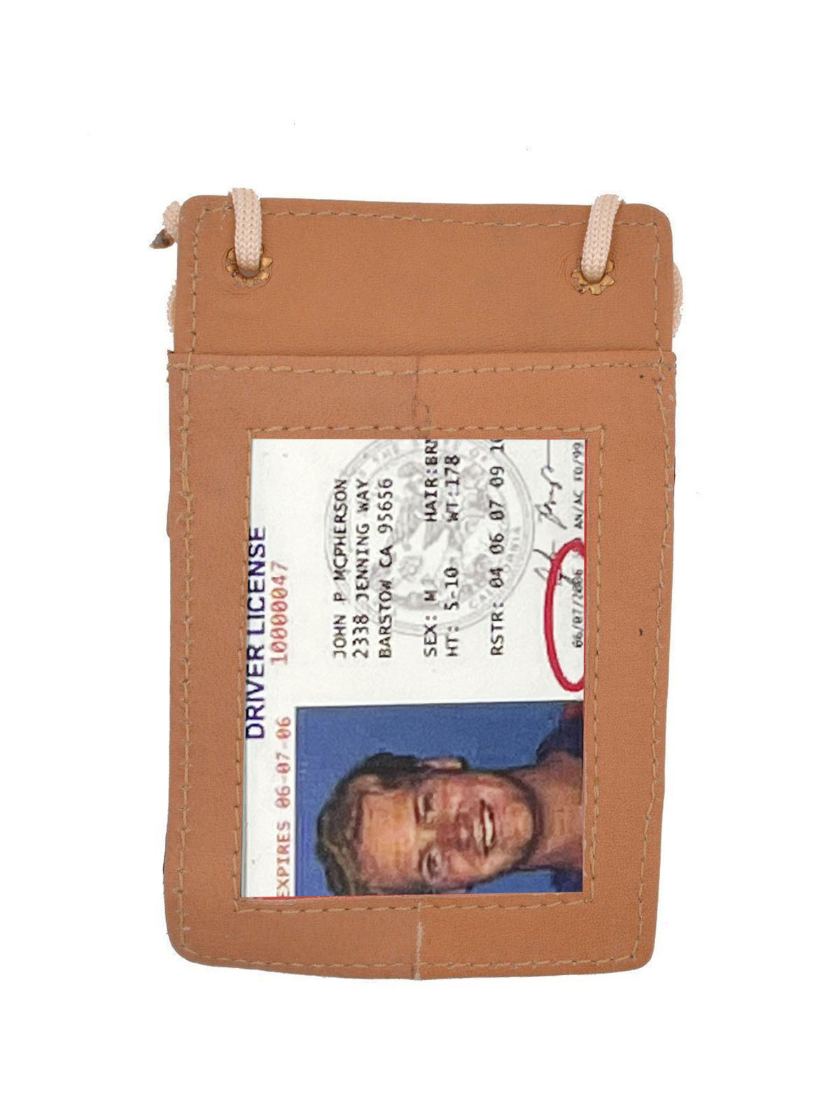 RFID Blocking Genuine Leather ID Badge Holder Credit Card Wallet with Lanyard Adjustable Neck Strap