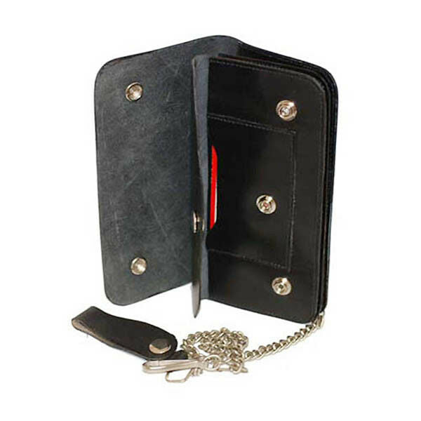 Black Genuine Leather Long Chain Men's Biker Wallet Zip Trucker Motorcyclist