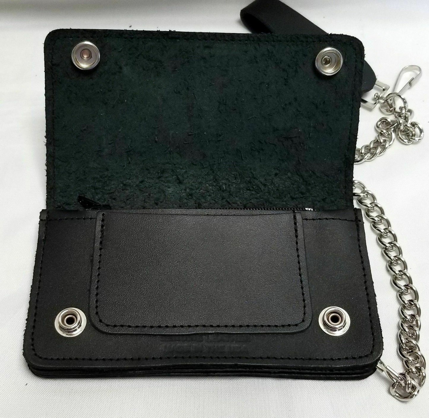 Black Genuine Leather Long Chain Men's Biker Wallet Zip Trucker Motorcyclist