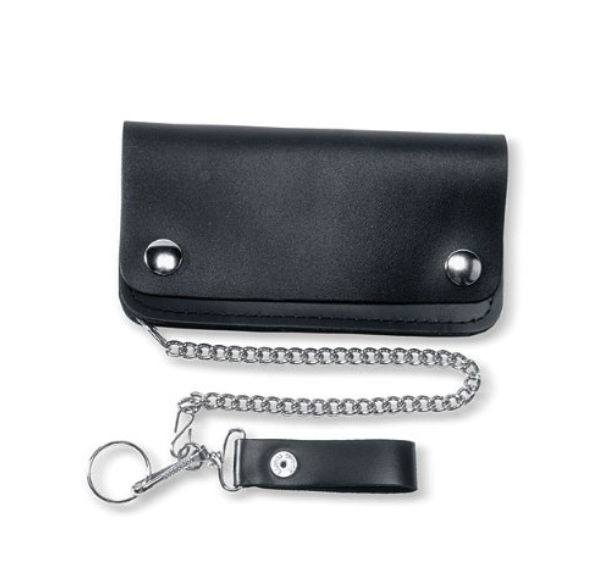 Black Genuine Leather Long Chain Men's Biker Wallet Zip Trucker Motorcyclist