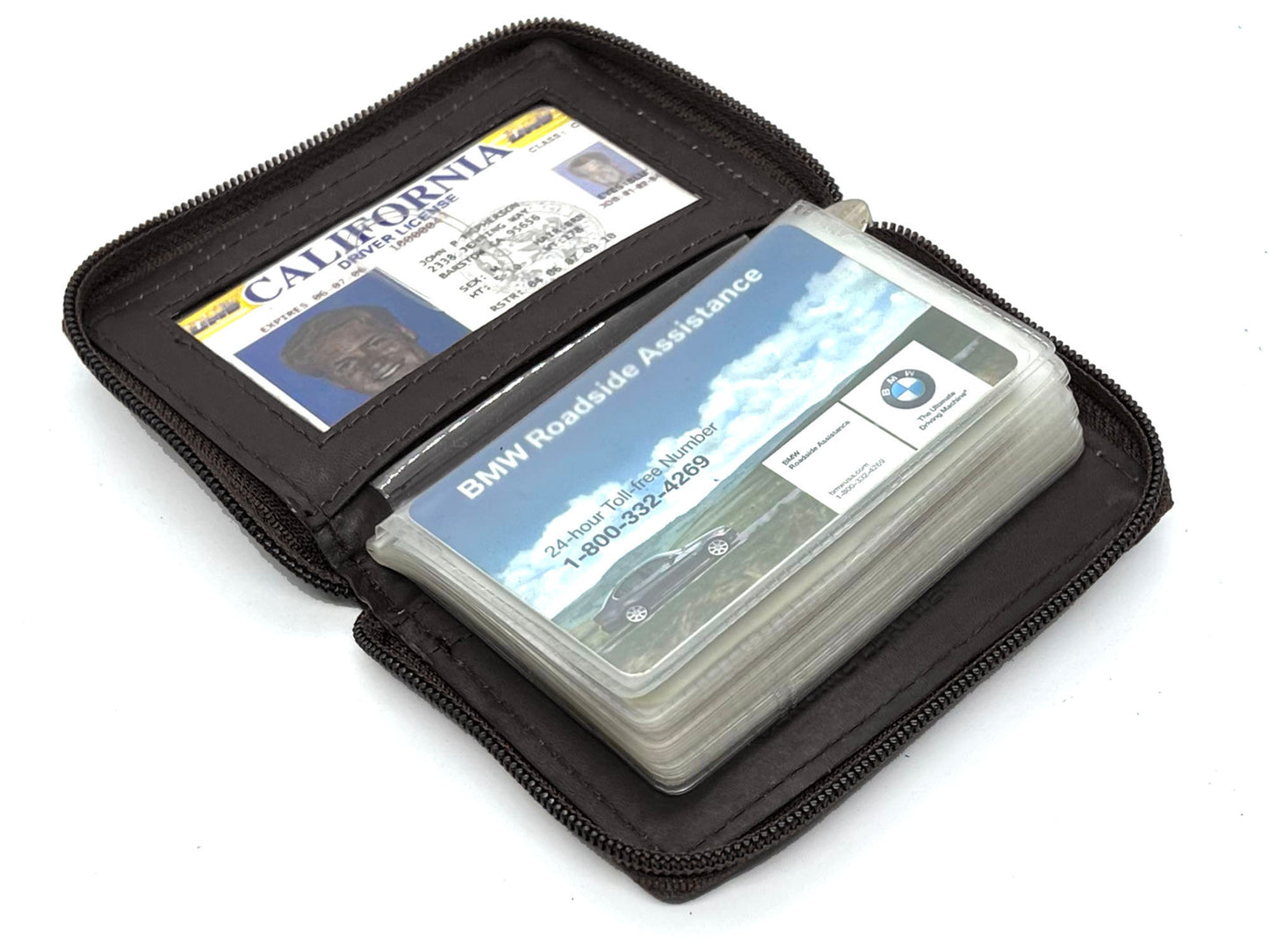 RFID Blocking Leather Bifold Wallet Zip Around ID Business Credit Cards Plaster Inserts