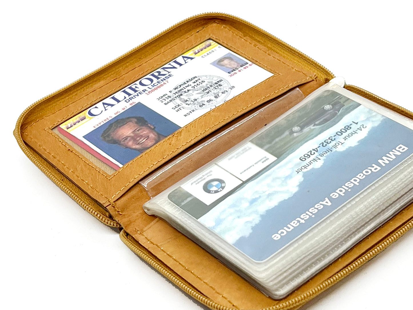 RFID Blocking Leather Bifold Wallet Zip Around ID Business Credit Cards Plaster Inserts