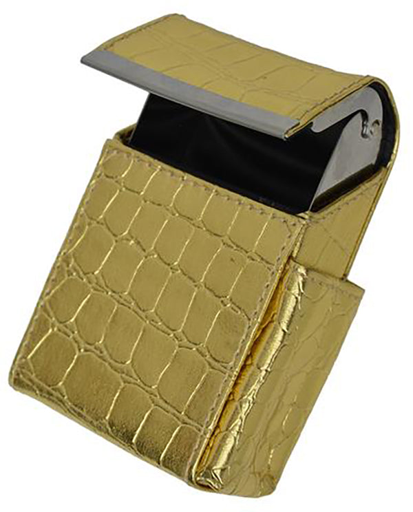 Genuine Leather Cigarette Pack Holder Flip-Top Pouch Smoke Carrying Hard Case
