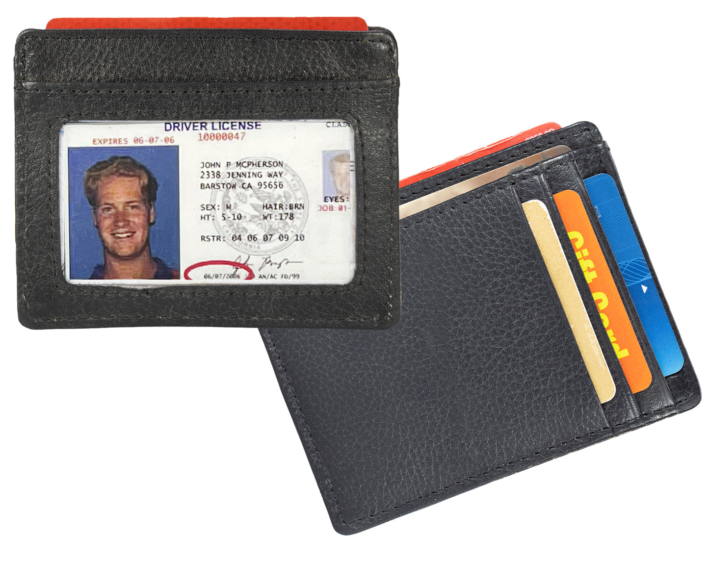 BLACK GENUINE LEATHER MEN'S WALLET ID Credit Card Thin Holder Minimalist Ultra Thin Billfold