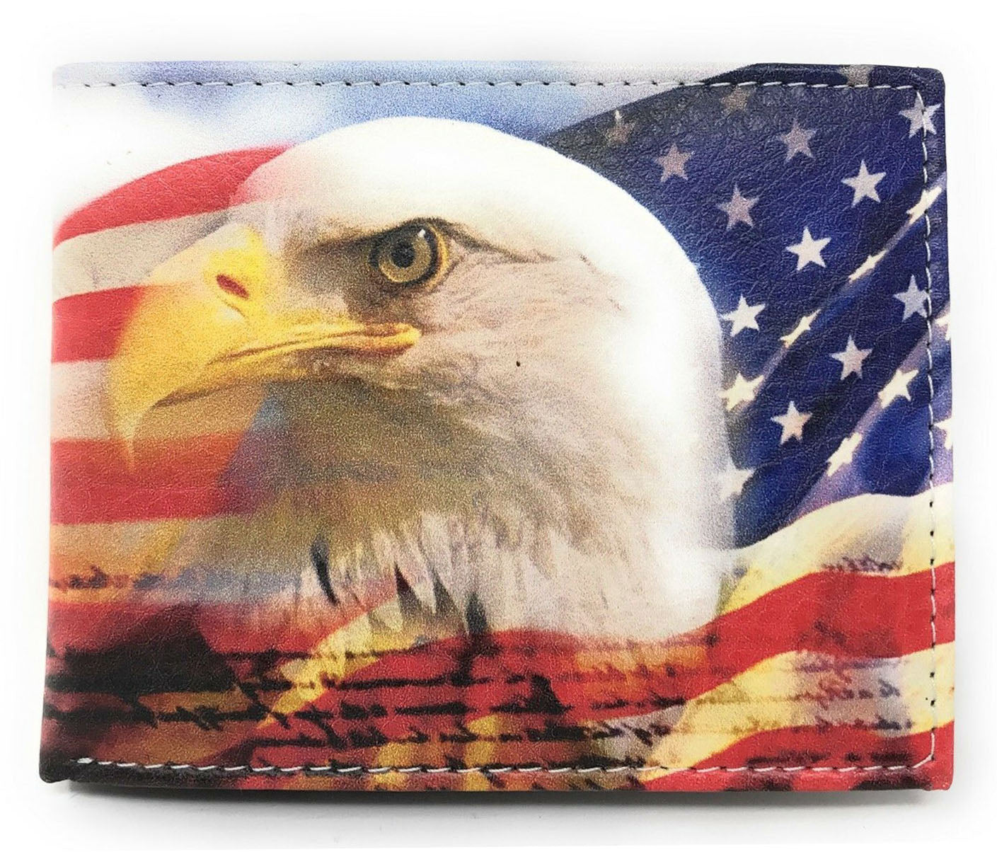 Novelty Design Genuine Leather Men's Bifold Wallet 100 Dollar Virgin Mary Jesus USA Flag Skull Judas Print