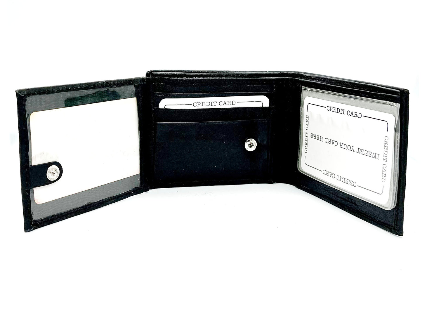 RFID Blocking Genuine Leather Men's Bifold Wallet Credit Card Holder Flap Open