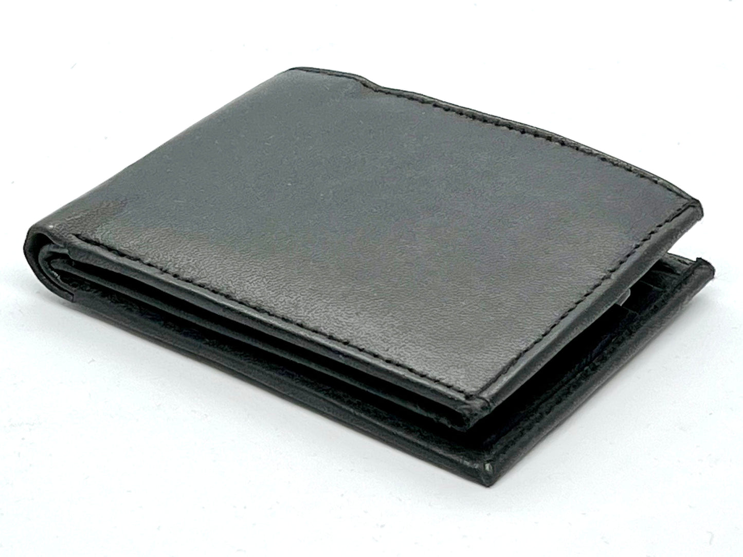 RFID Blocking Genuine Leather Men's Bifold Wallet Credit Card Holder Flap Open