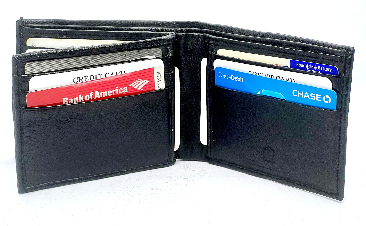 RFID Blocking Genuine Leather Men's Bifold Wallet Center Flap Credit Card Holder ID Badge