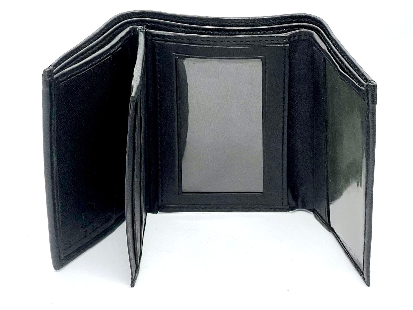 RFID Blocking Genuine Leather Men's Trifold Wallet Credit Card Holder ID Window Center Flap