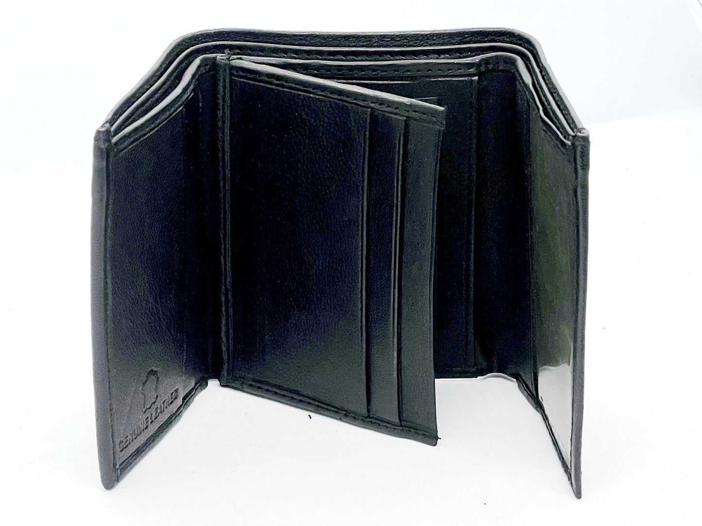 RFID Blocking Genuine Leather Men's Trifold Wallet Credit Card Holder ID Window Center Flap