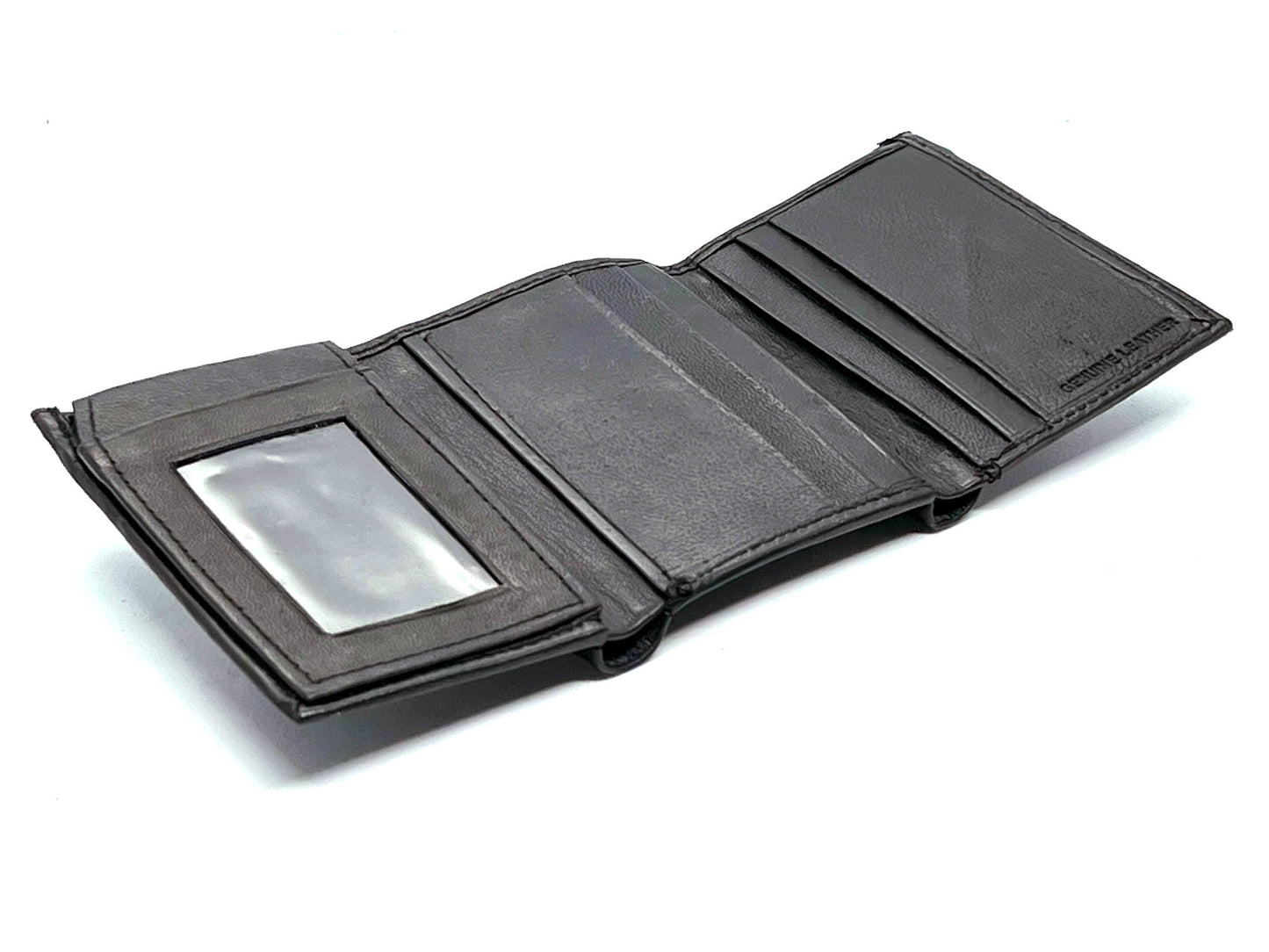 Genuine Leather Mens Trifold Wallet Thin Flap Top ID Credit Card Holder