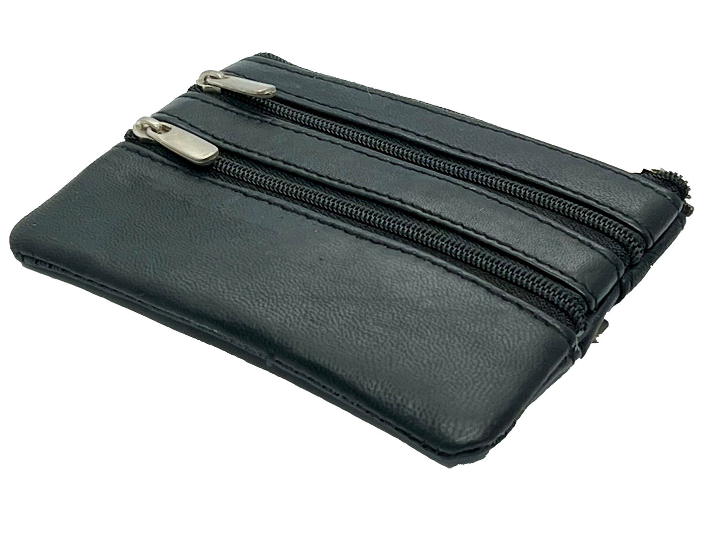 Genuine Leather Coin Purse Keyring Zip Pocket Card Holder Key Chain